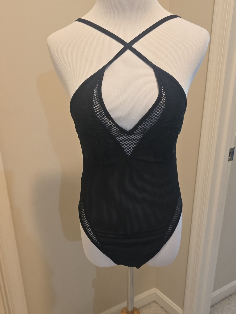 Divided Women’s Black Crisscross One-Piece Swimsuit